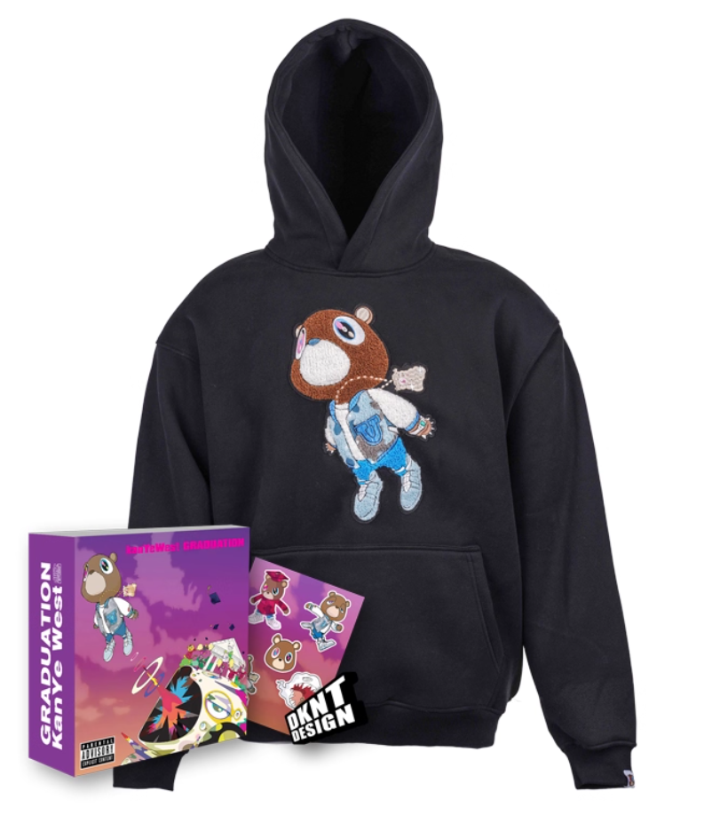 KANYE Dropout Bear GRADUATION Sweatshirt Towel Embroidery Pattern Plus Velvet Heavy Autumn and Winter