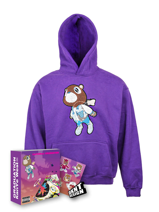 KANYE Dropout Bear GRADUATION Sweatshirt Towel Embroidery Pattern Plus Velvet Heavy Autumn and Winter